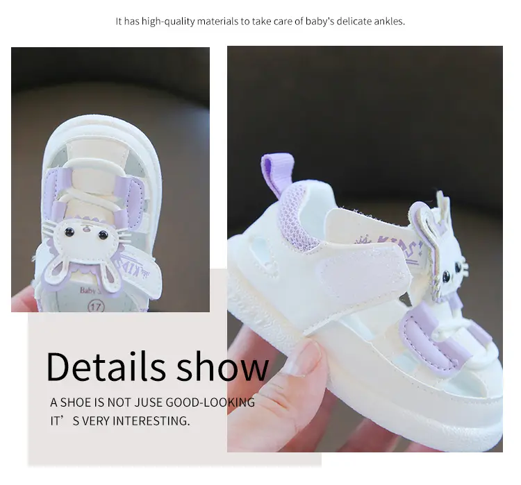 Princess Baby Sandals for Girls 1-2 Years Soft Bottom Closed Toe — feature 8
