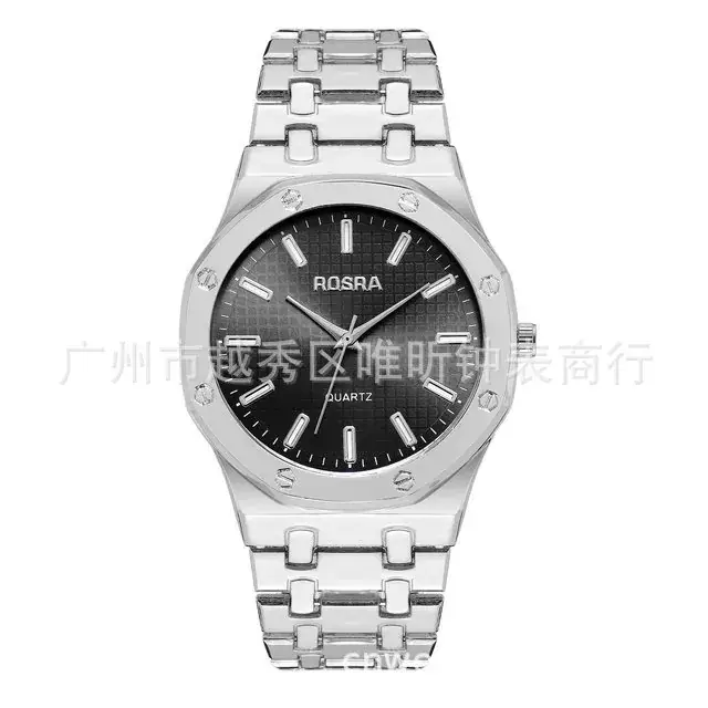 ROSRA Men's Black Gold Quartz Watch Round Dial