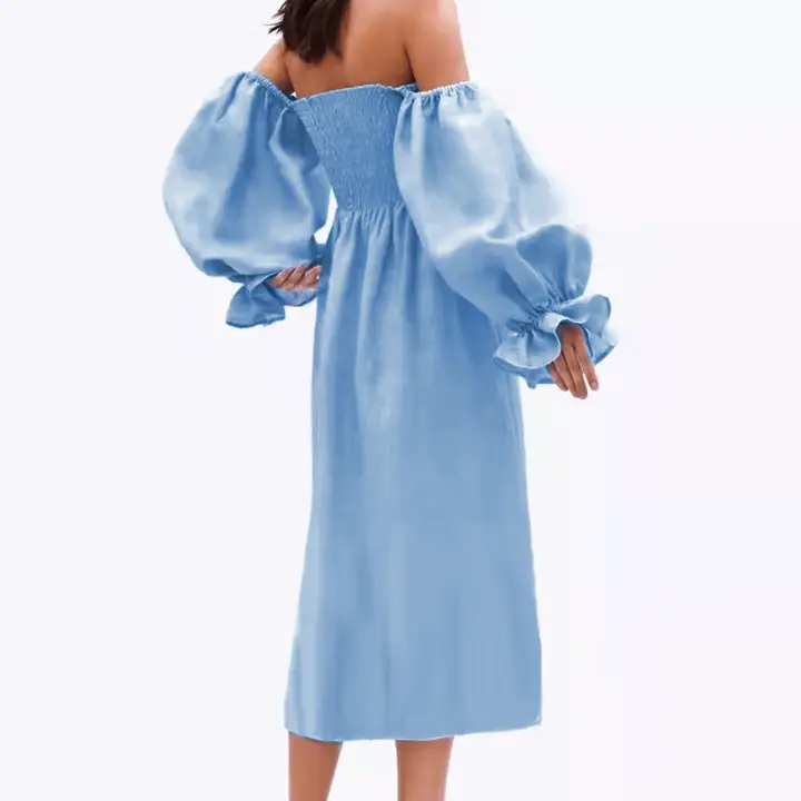 Pink Bubble Sleeve Dress for Women Spring Summer 2023 - Image 2