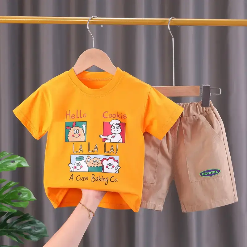 Red "Hello Cookies" Kids T-Shirt & Shorts Set