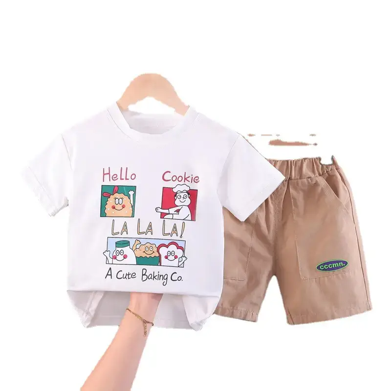 Red "Hello Cookies" Kids T-Shirt & Shorts Set