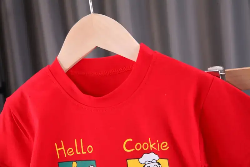 Red "Hello Cookies" Kids T-Shirt & Shorts Set — feature 6