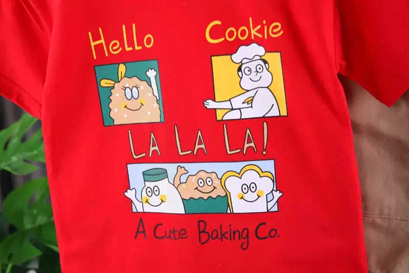 Red "Hello Cookies" Kids T-Shirt & Shorts Set — feature 7