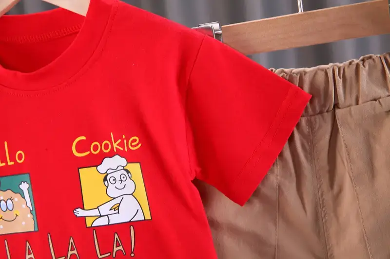Red "Hello Cookies" Kids T-Shirt & Shorts Set — feature 8
