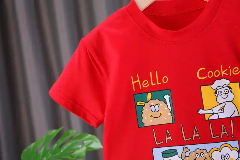 Red "Hello Cookies" Kids T-Shirt & Shorts Set — feature 9