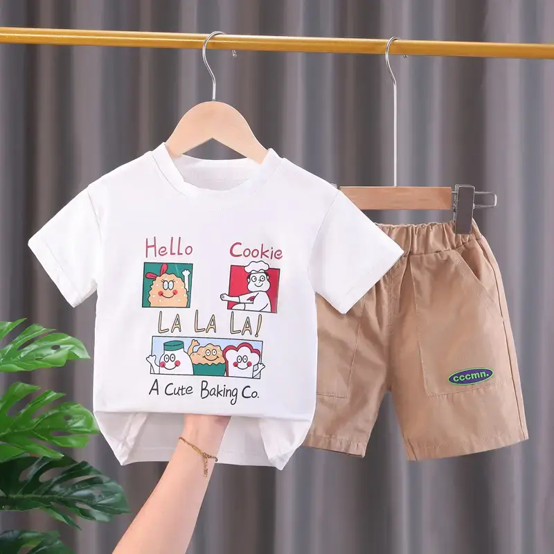 Red "Hello Cookies" Kids T-Shirt & Shorts Set