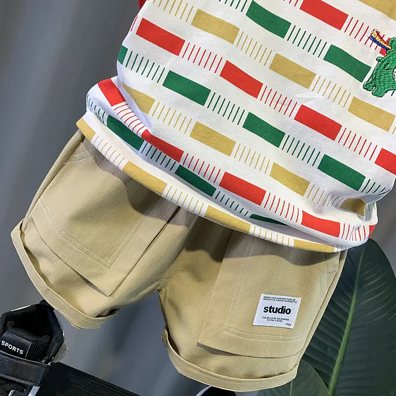 2023 Summer Baby Boys Colorful Square T-Shirt Shorts Set — feature 8