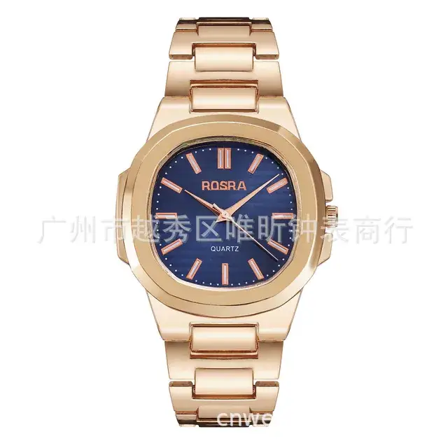 2023 ROSRA Men's Square Dial Quartz Watch with Rose Gold Strap - Image 17