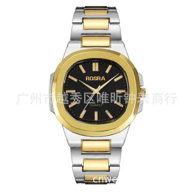 2023 ROSRA Men's Square Dial Quartz Watch with Rose Gold Strap - Image 10