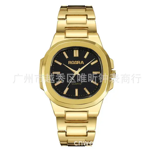 2023 ROSRA Men's Square Dial Quartz Watch with Rose Gold Strap - Image 3