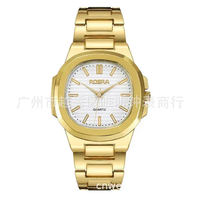 2023 ROSRA Men's Square Dial Quartz Watch with Rose Gold Strap - Image 4