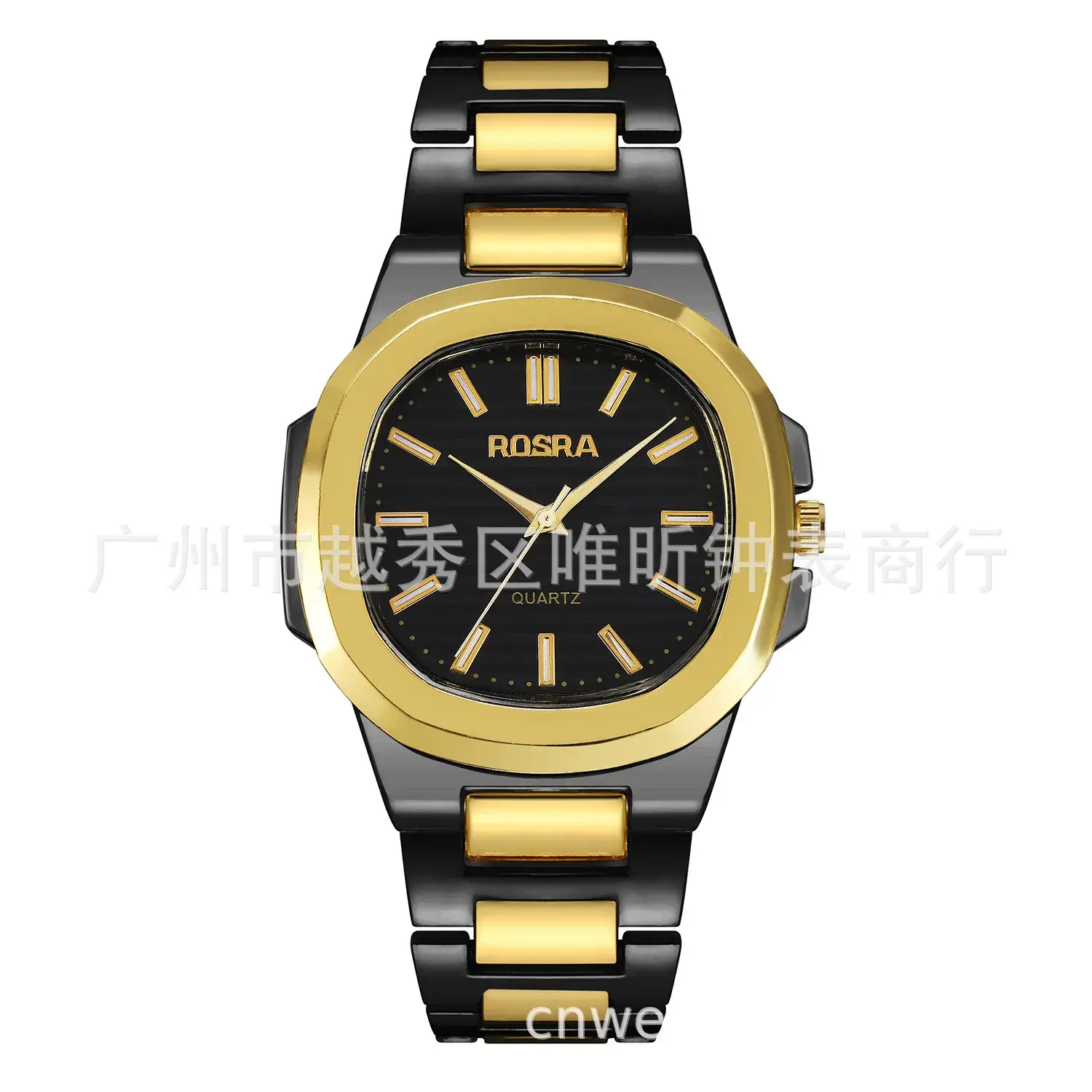 2023 ROSRA Men's Square Dial Quartz Watch with Rose Gold Strap - Image 5