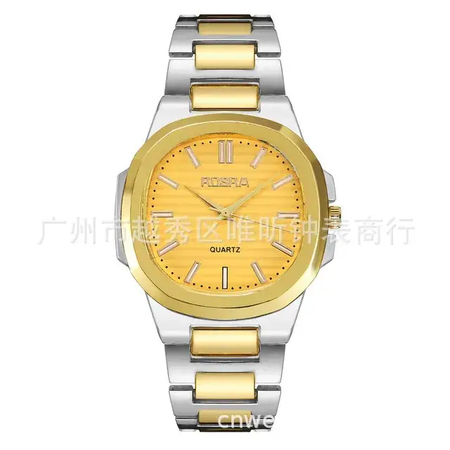 2023 ROSRA Men's Square Dial Quartz Watch with Rose Gold Strap - Image 8