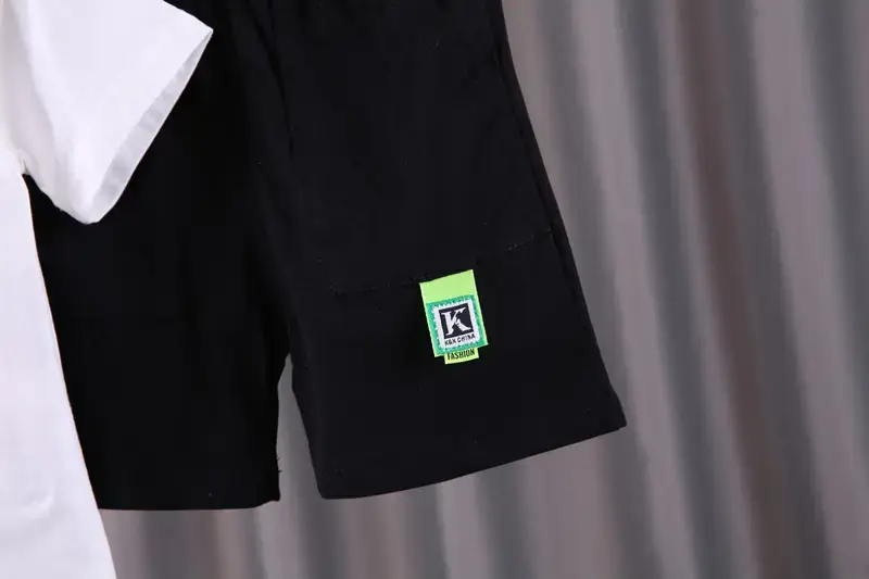 Children Cotton T-Shirt Shorts Set Yellow Black Summer — feature 11