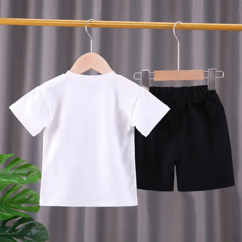 Children Cotton T-Shirt Shorts Set Yellow Black Summer — feature 6