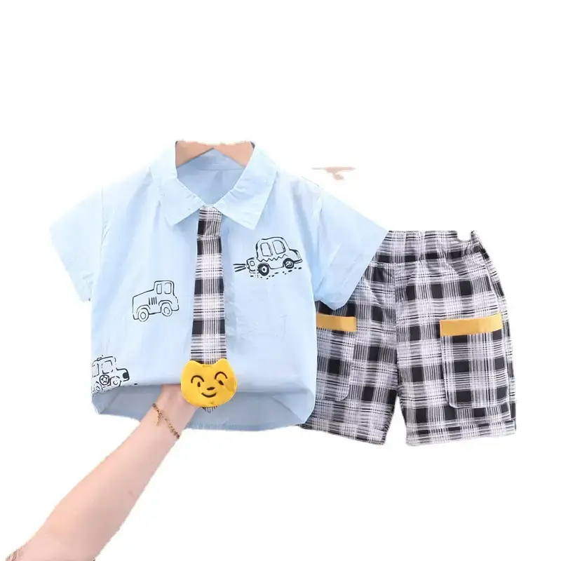Children Cotton T-Shirt Shorts Set Summer Baby Boys - Image 8