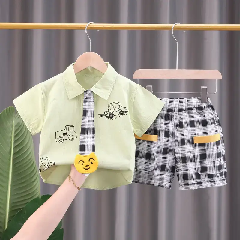 Children Cotton T-Shirt Shorts Set Summer Baby Boys — feature 3