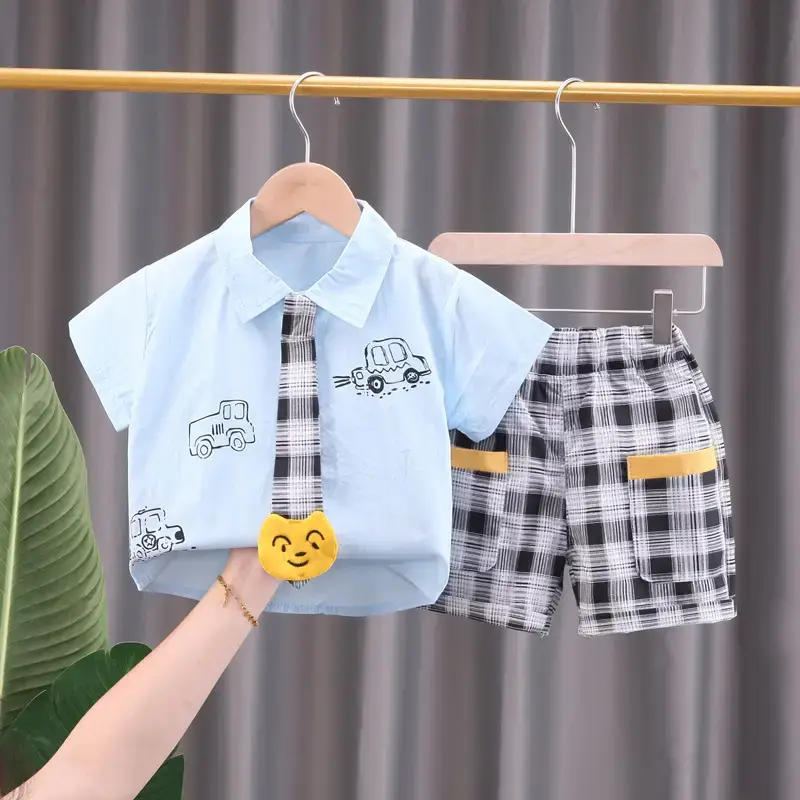 Children Cotton T-Shirt Shorts Set Summer Baby Boys — feature 4