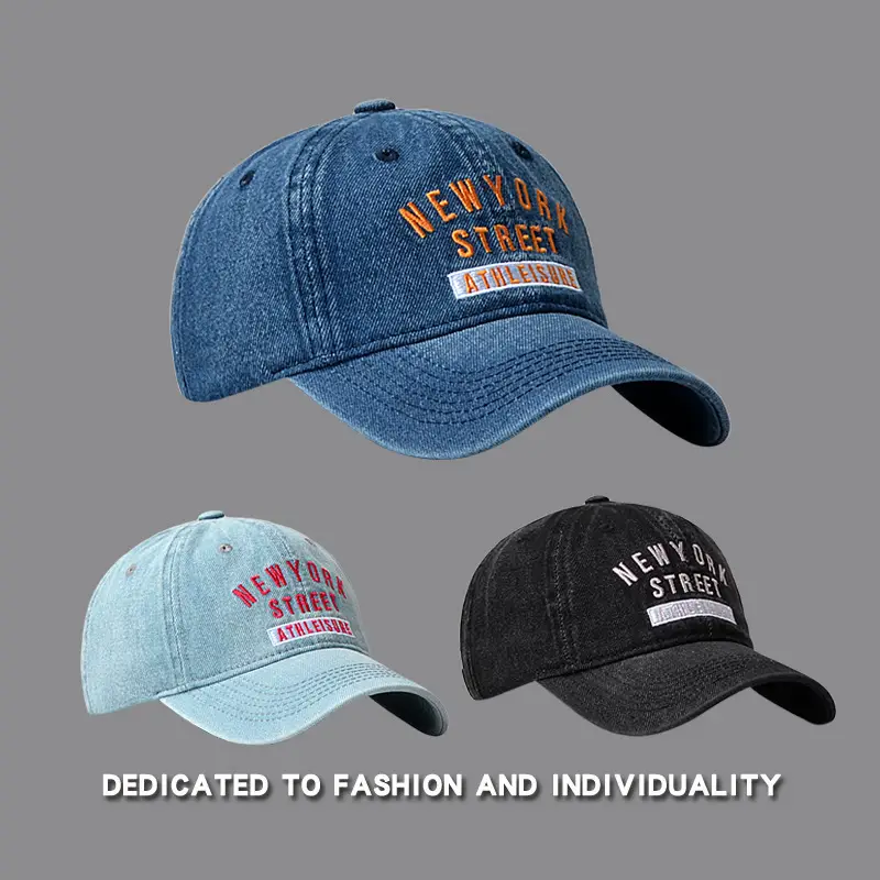 Men Denim Breakback Cap Navy Blue Spring Autumn Outdoor Casual