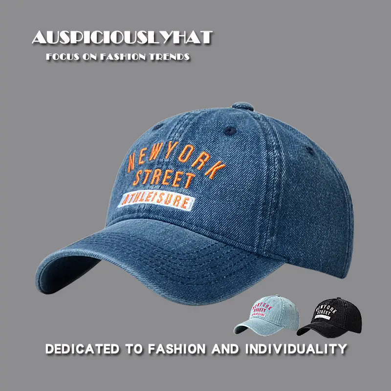 Men Denim Breakback Cap Navy Blue Spring Autumn Outdoor Casual - Image 8