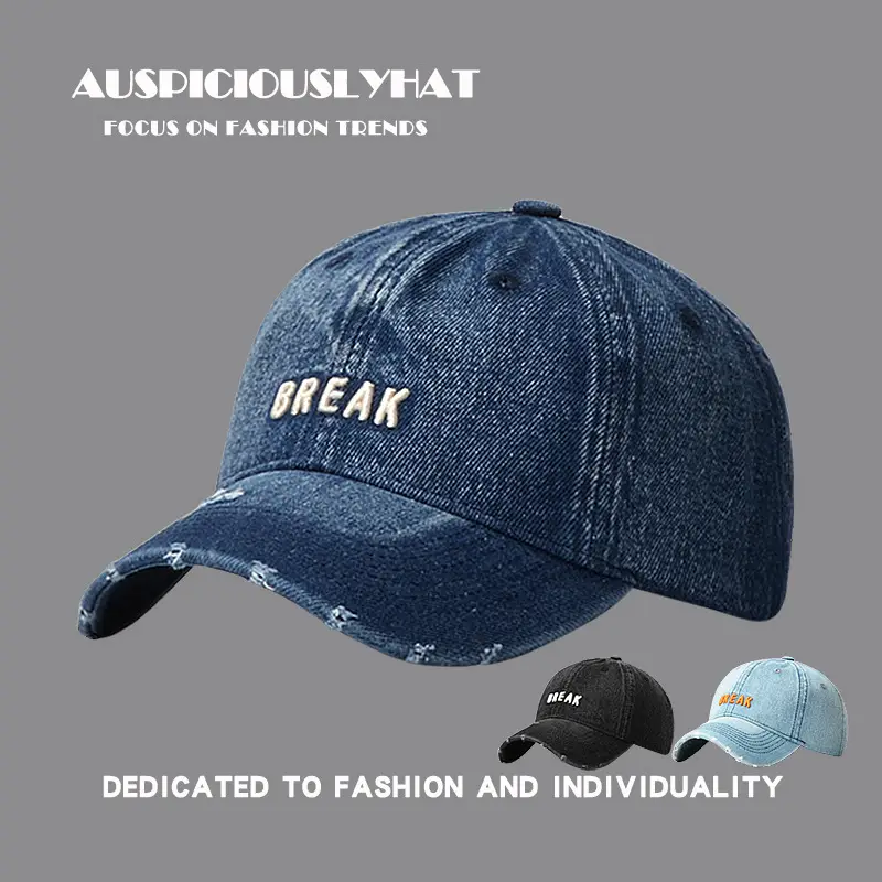 Men Denim Breakback Cap Navy Blue Spring Autumn Outdoor Casual - Image 9