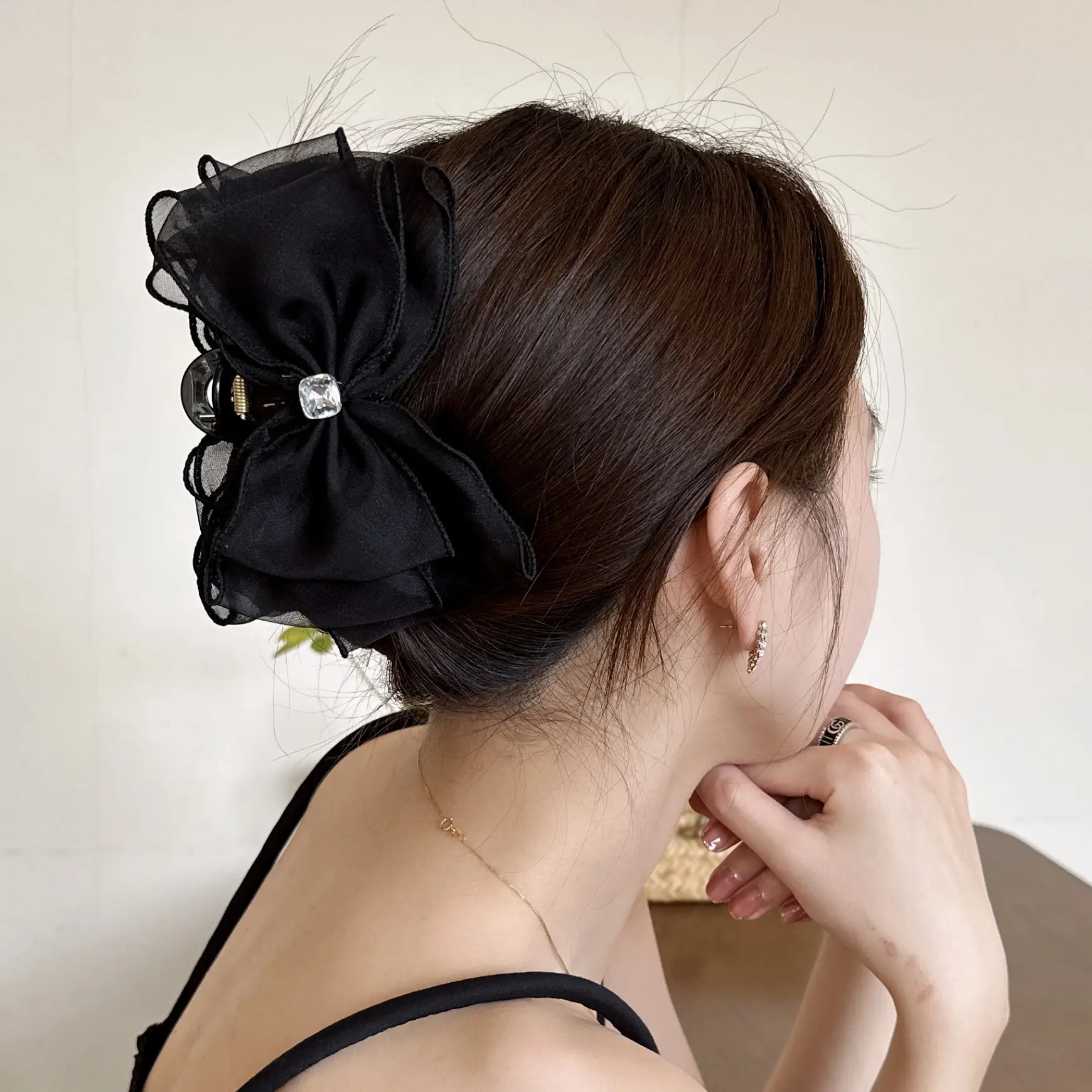 Black Rhinestone Princess Clip Hairpin for Women - Image 5
