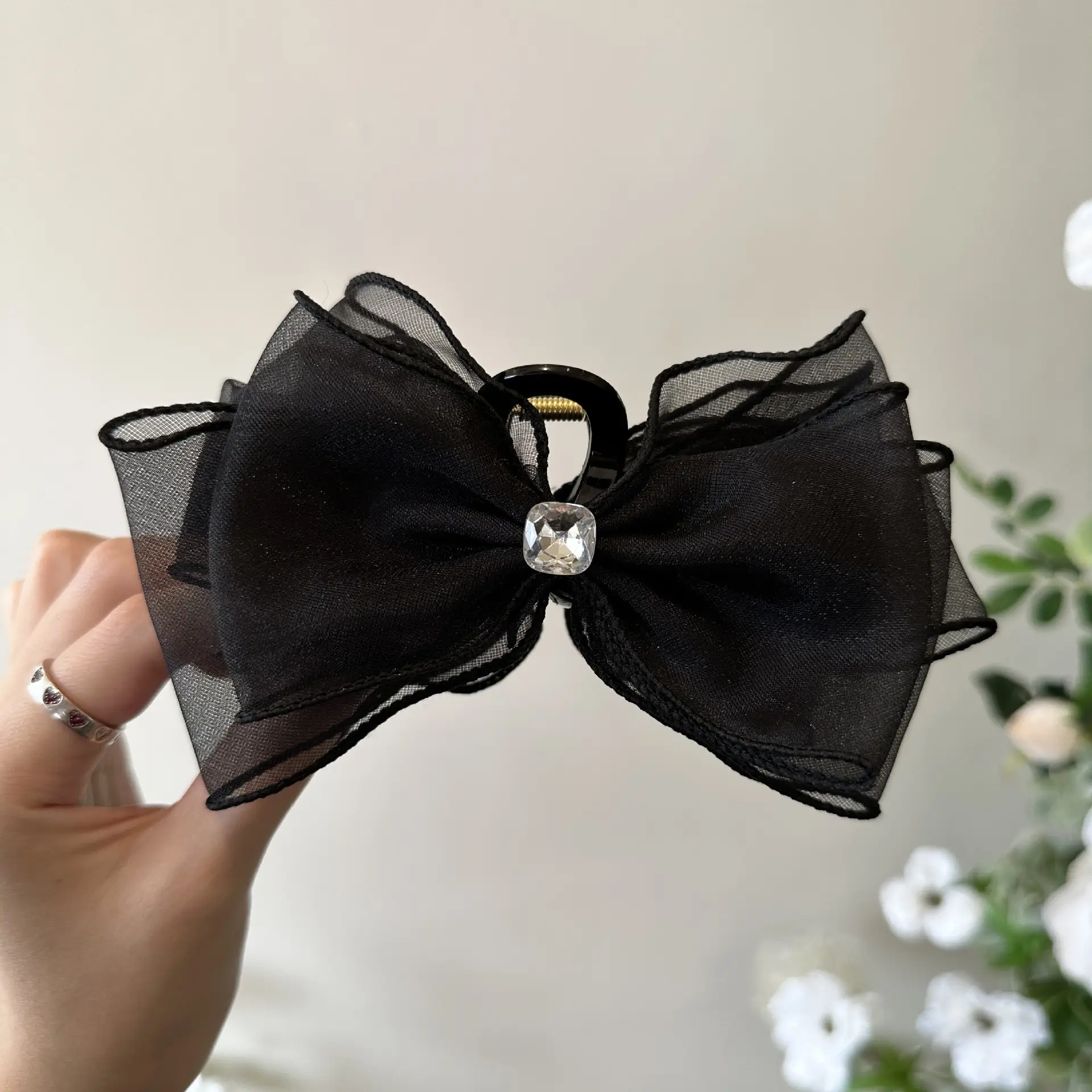 Black Rhinestone Princess Clip Hairpin for Women - Image 2