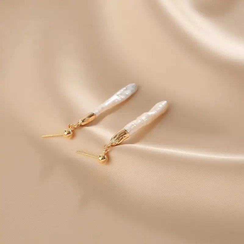 Natural Pearl Earrings for Women Gold Plated - Image 2