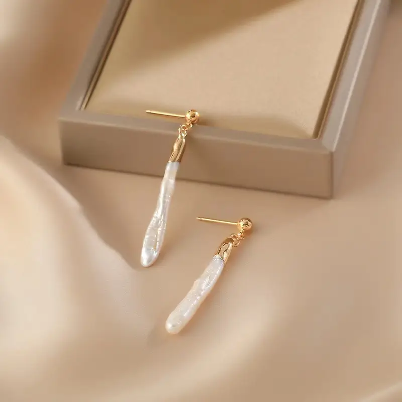 Natural Pearl Earrings for Women Gold Plated - Image 3