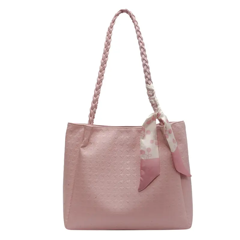 Pink Women's Large Capacity Shoulder Bag with Bow