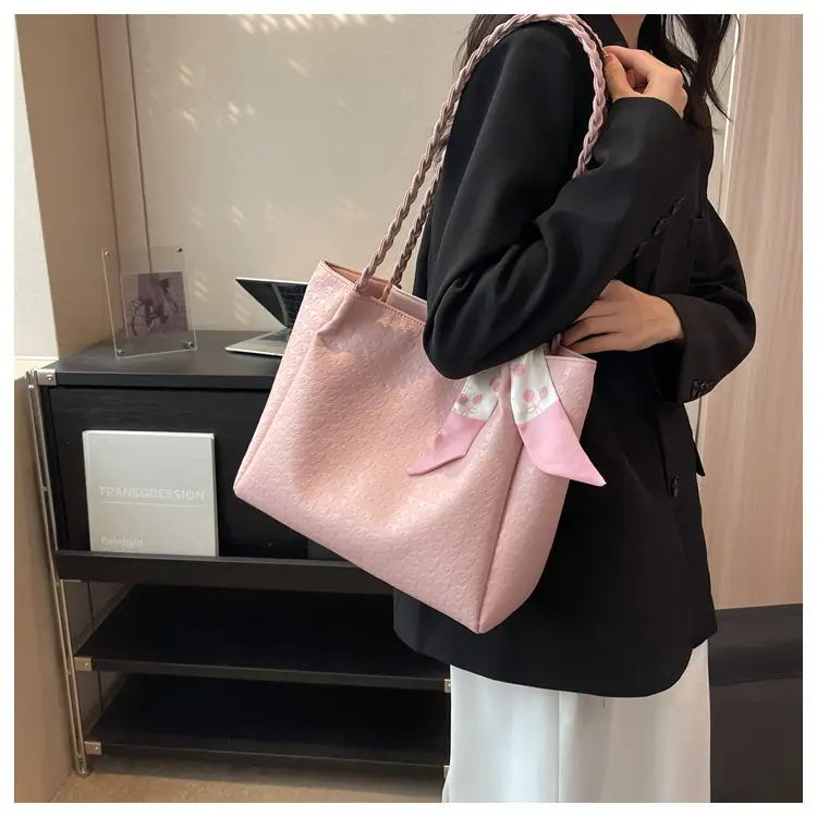 Pink Women's Large Capacity Shoulder Bag with Bow — feature 10