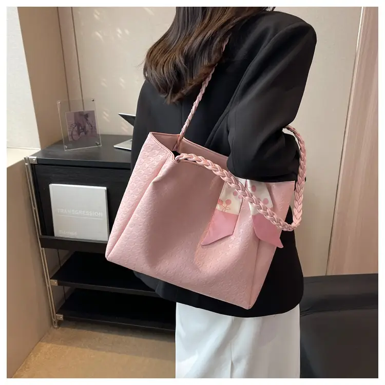 Pink Women's Large Capacity Shoulder Bag with Bow — feature 11