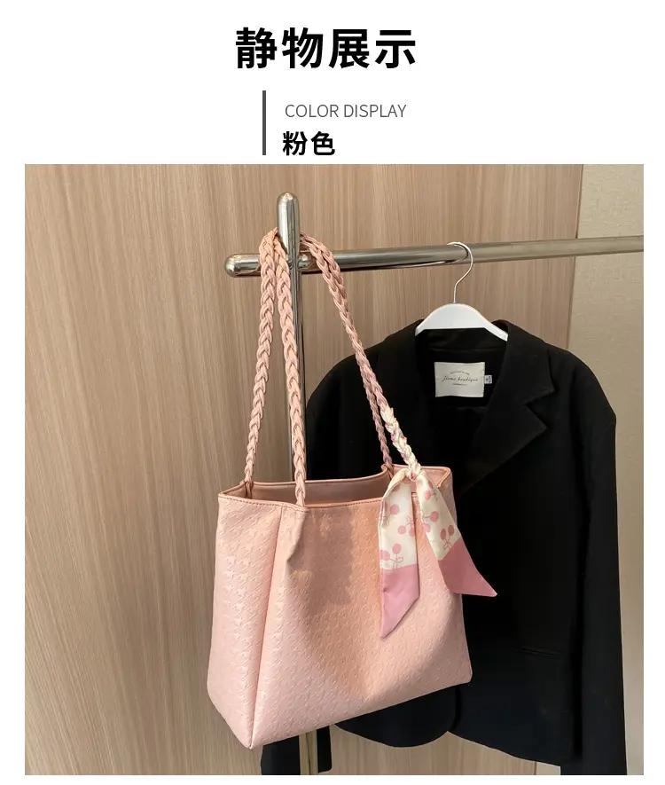 Pink Women's Large Capacity Shoulder Bag with Bow — feature 16
