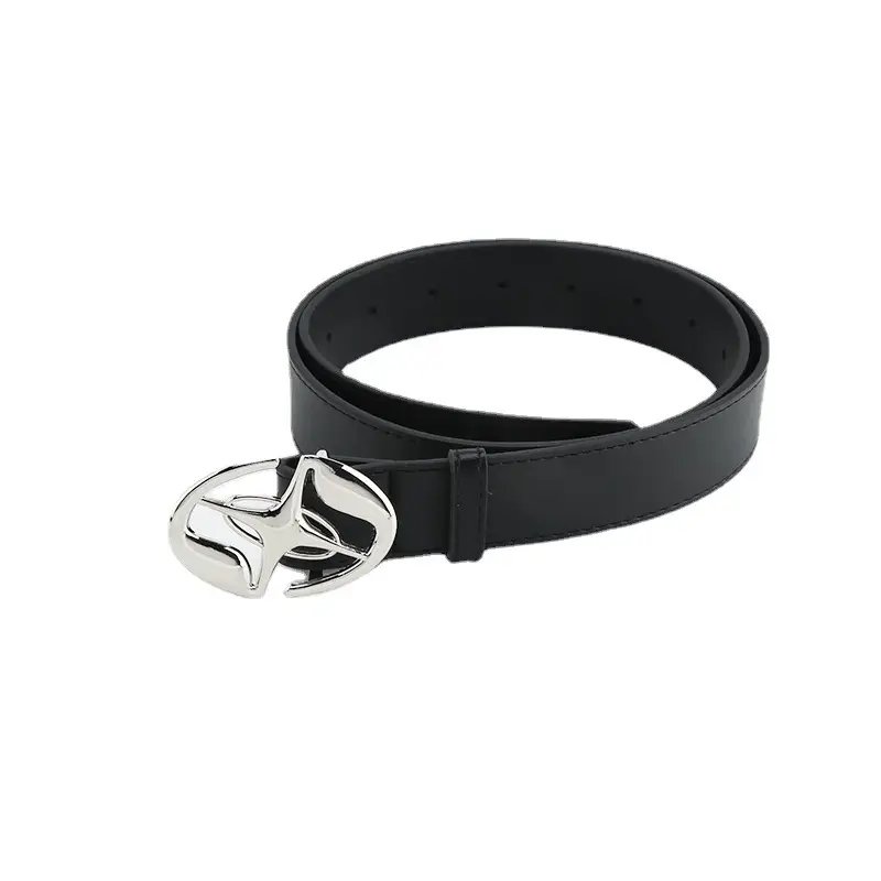 Women's Black Leather Belt with Silver Buckle - Image 6