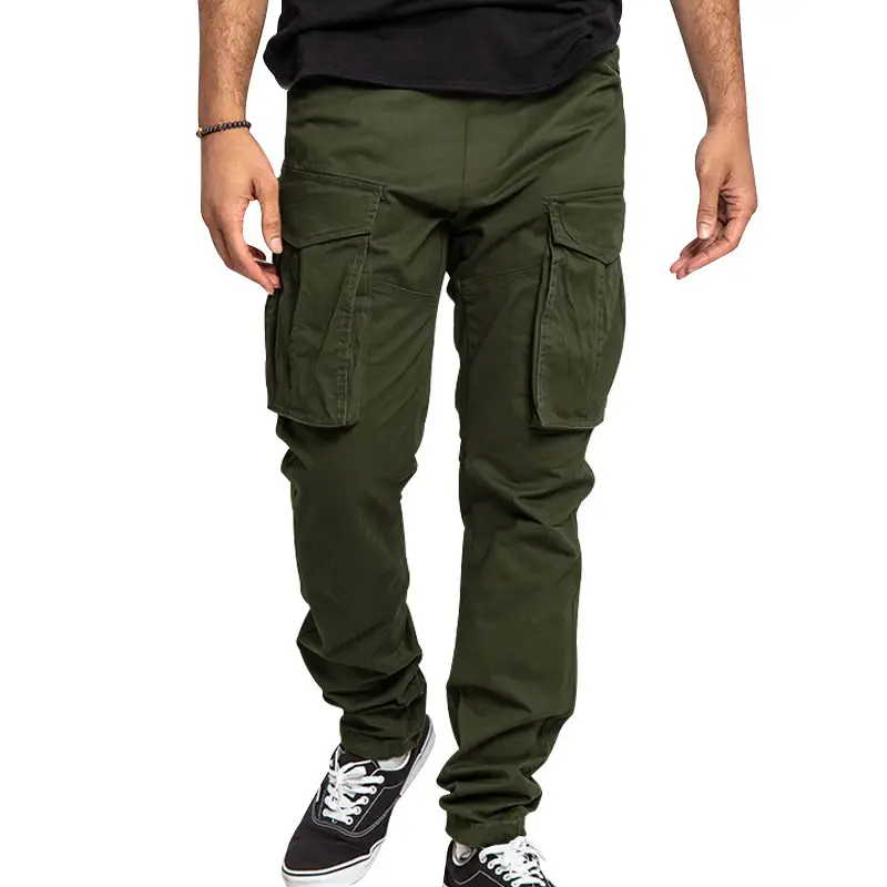 Men's Tan Multi-Pocket Cargo Pants Large - Image 8