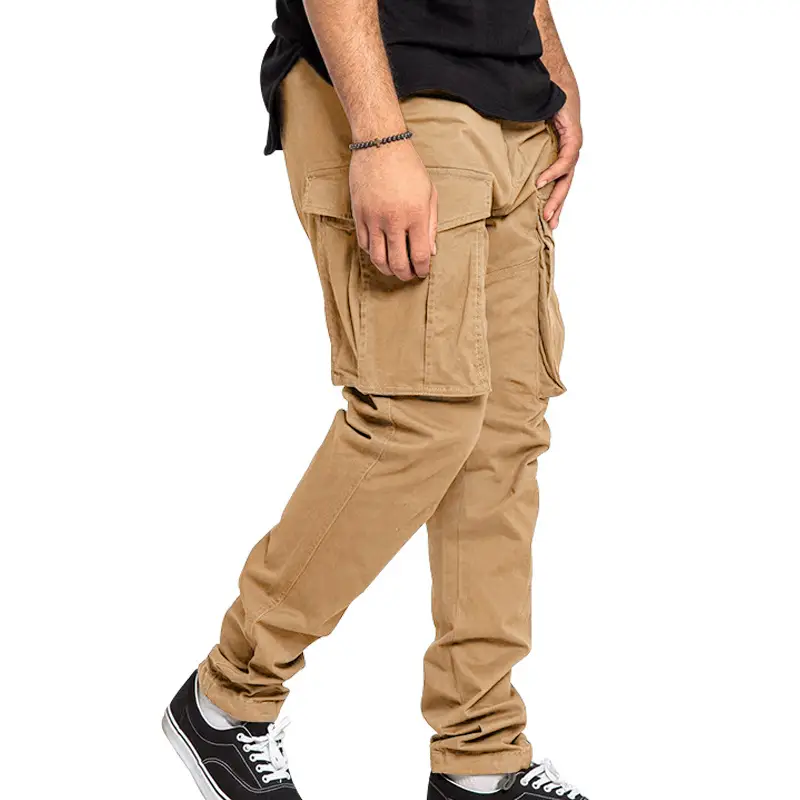 Men's Tan Multi-Pocket Cargo Pants Large — feature 13