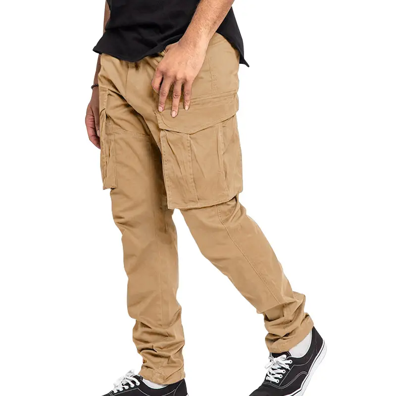 Men's Tan Multi-Pocket Cargo Pants Large — feature 14