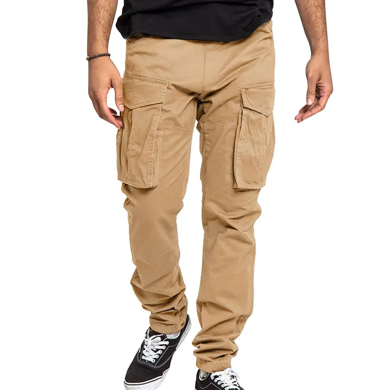 Men's Tan Multi-Pocket Cargo Pants Large - Image 4