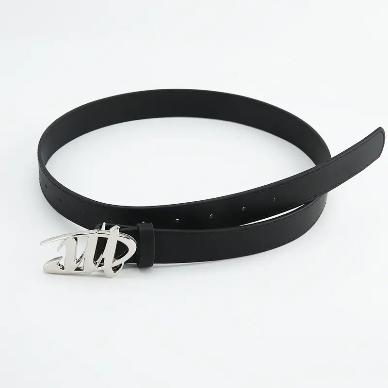 Women's Black Decorative Belt with Silver Buckle - Image 2