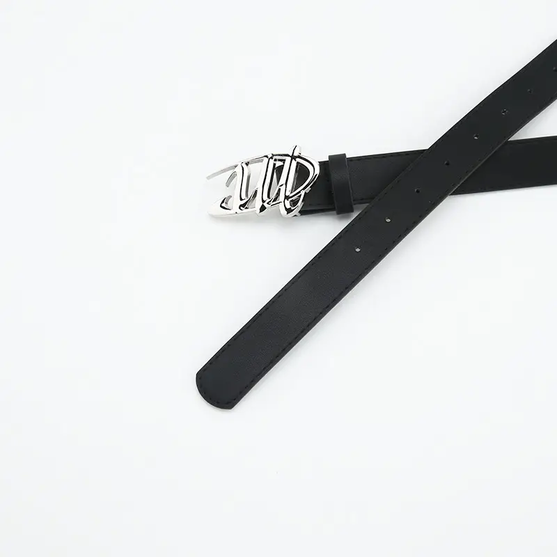 Women's Black Decorative Belt with Silver Buckle - Image 3