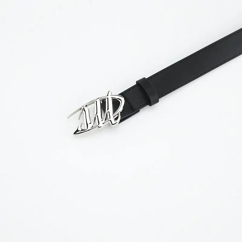 Women's Black Decorative Belt with Silver Buckle - Image 4