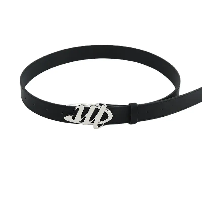 Women's Black Decorative Belt with Silver Buckle - Image 5