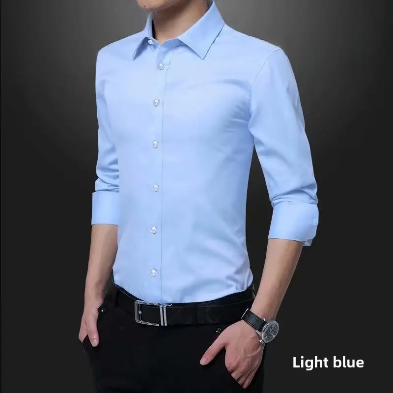 Men's Long Sleeve Light Blue Slim Fit Shirt