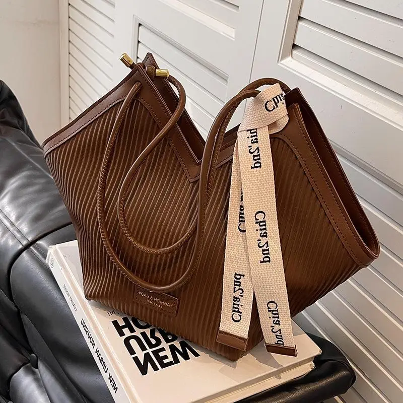Korean Style Brown Canvas Shoulder Bag for Women - Image 6