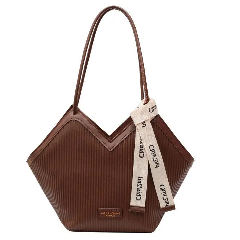 Korean Style Brown Canvas Shoulder Bag for Women - Image 8