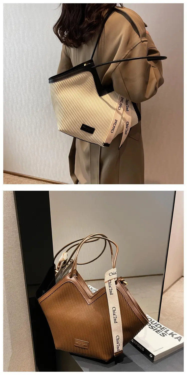 Korean Style Brown Canvas Shoulder Bag for Women — feature 10