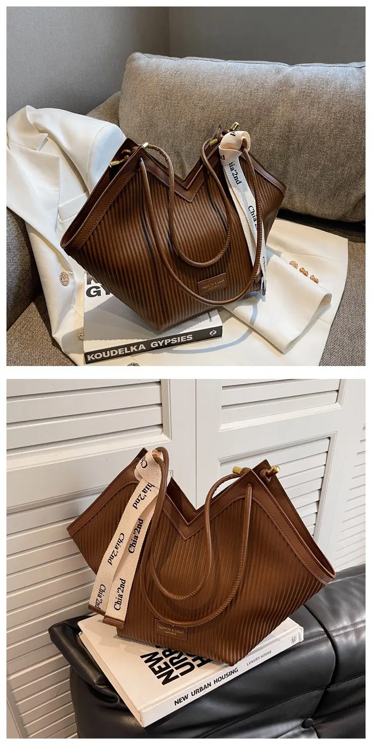 Korean Style Brown Canvas Shoulder Bag for Women — feature 11