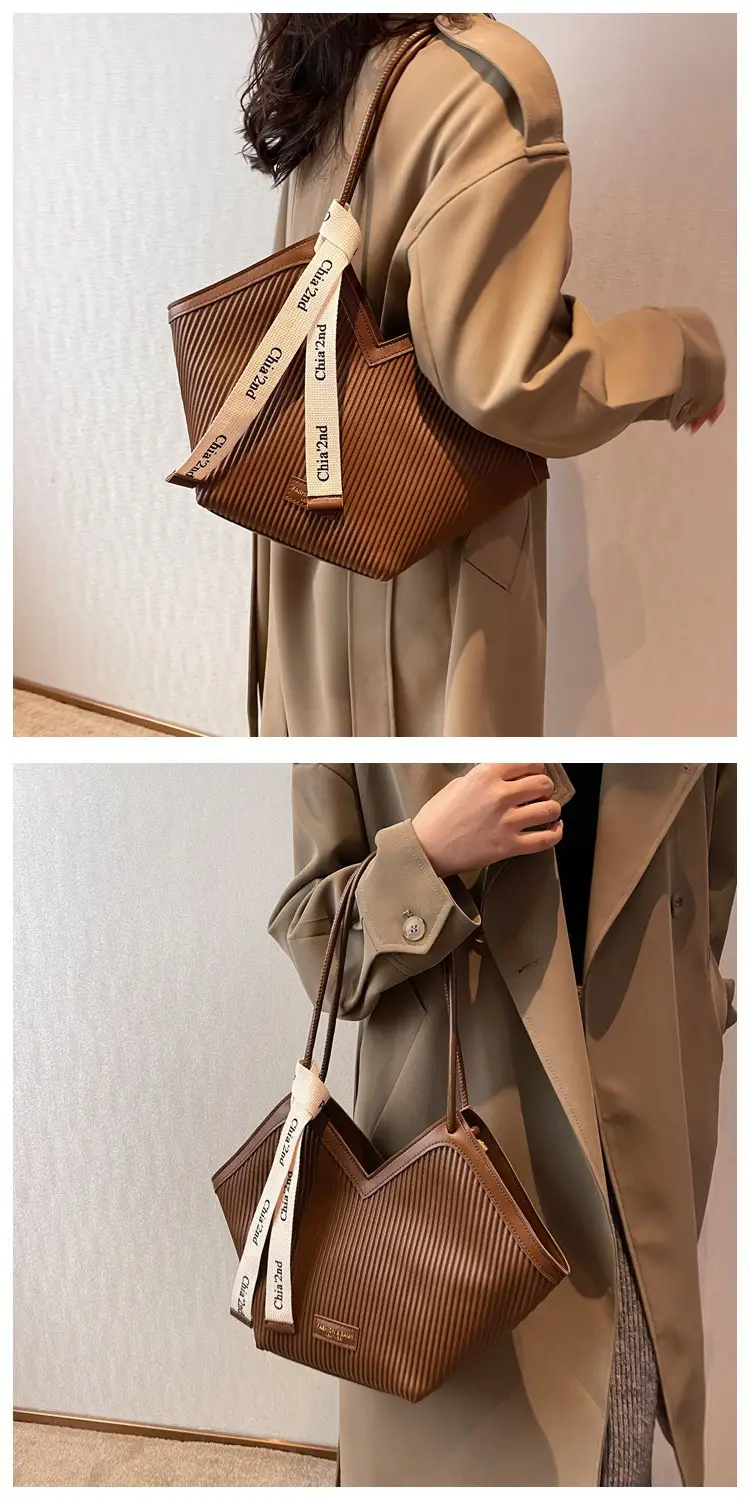 Korean Style Brown Canvas Shoulder Bag for Women — feature 5
