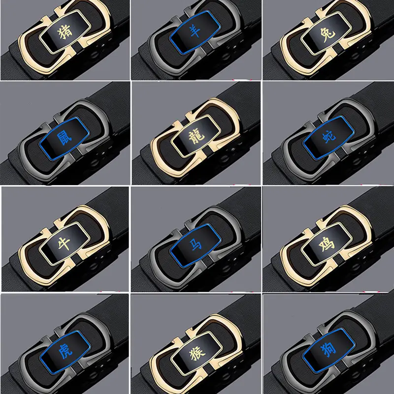Men's Genuine Leather Zodiac Belt with Gold Plated Face - Image 25
