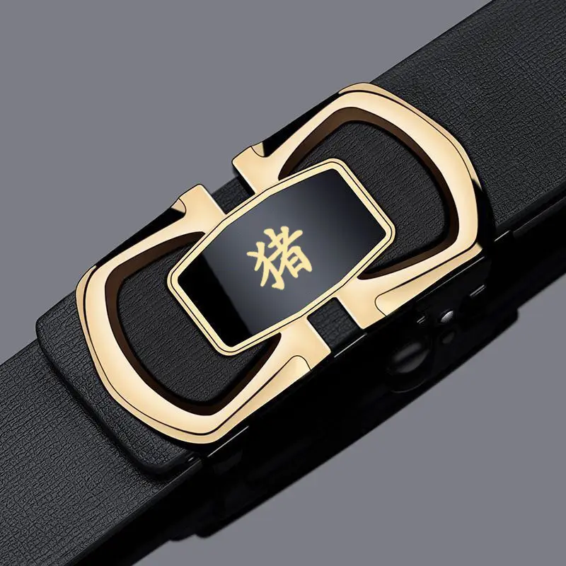 Men's Genuine Leather Zodiac Belt with Gold Plated Face - Image 26